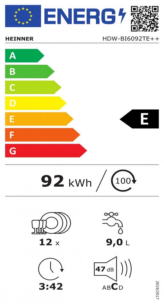 Посудомоечная машина  Heinner HDWBI6092TE++ Белый /12 Комплектов /Полногабаритная photo 5