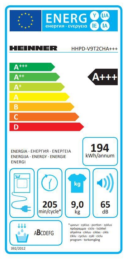Сушильная машина Heinner HHPDV9T2CHA+++ / 9 кг / A+++ / Белый photo 4