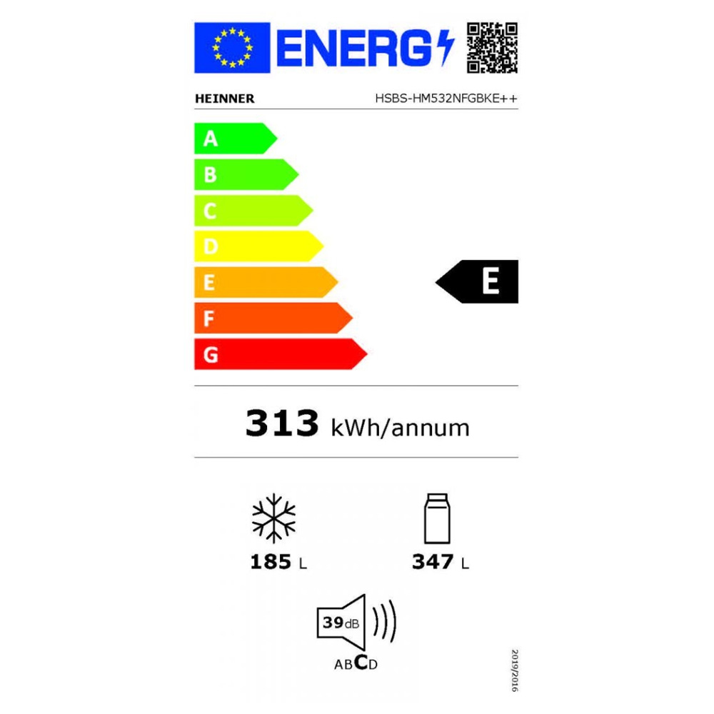 Frigider Side-by-Side Heinner HSBS-HM532NFGBKE++ / 532 l / 177 cm / E / Negru photo 6