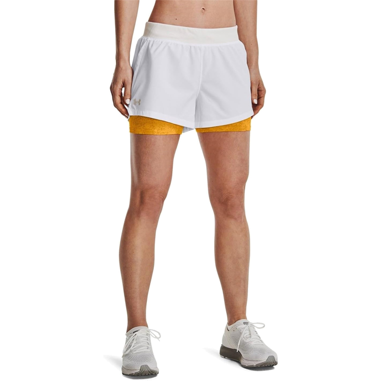 Sorti Under Armour UA ISO-CHILL RUN 2N1 SHORT / Femei / L / Alb-galben photo 2