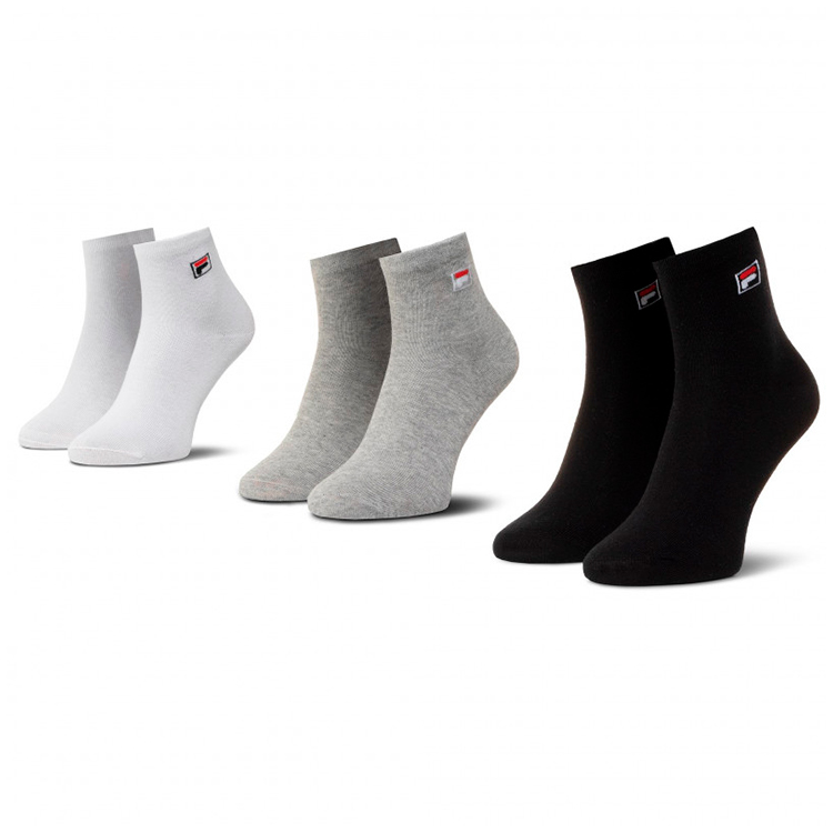 Sosete Unisex Fila QUARTER UNISEX 3 PAIRS PER PACK 35-38 Negru-alb-gri photo 2