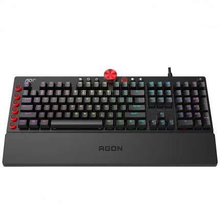 AOC AGK700-RED RGB Mechanical Gaming Keyboard (RU), Mechanical keys (CHERRY MX Red key switch), Backlight (RGB), 100% anti-ghosting, USB Hub: 1 x USB, Ultra-portable design, Solid-aluminium frame, Magnetic Leather Wrist Rest, USB photo 2