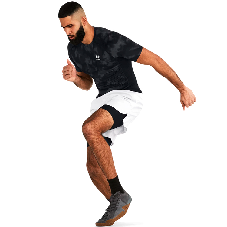 Tricou bărbătesc Under Armour UA HG Armour Printed L Negru-gri photo 2