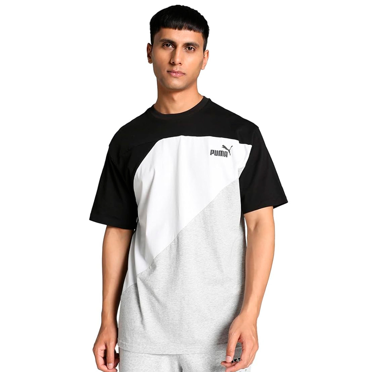 Tricou bărbătesc Puma POWER Colorblock Tee S Negru-alb photo 2