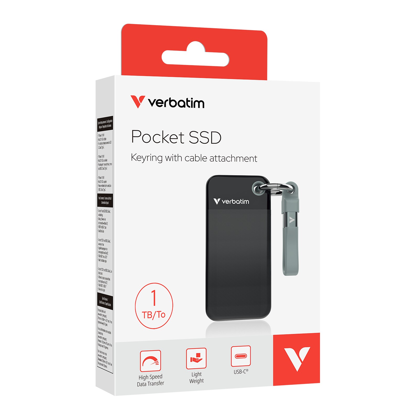 M.2 Внешний SSD Verbatim Pocket / 2TB / USB 3.2 Gen 2 / Black/Grey photo 3