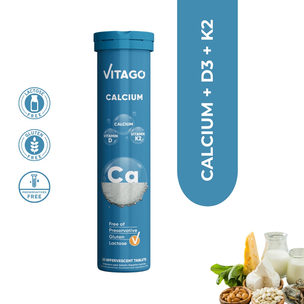 Vitamine Vitago Calcium Pro, D3+K2 / 20 Comprimate Efervescente photo 1 Vitamine Vitago Calcium Pro, D3+K2 / 20 Comprimate Efervescente photo 1