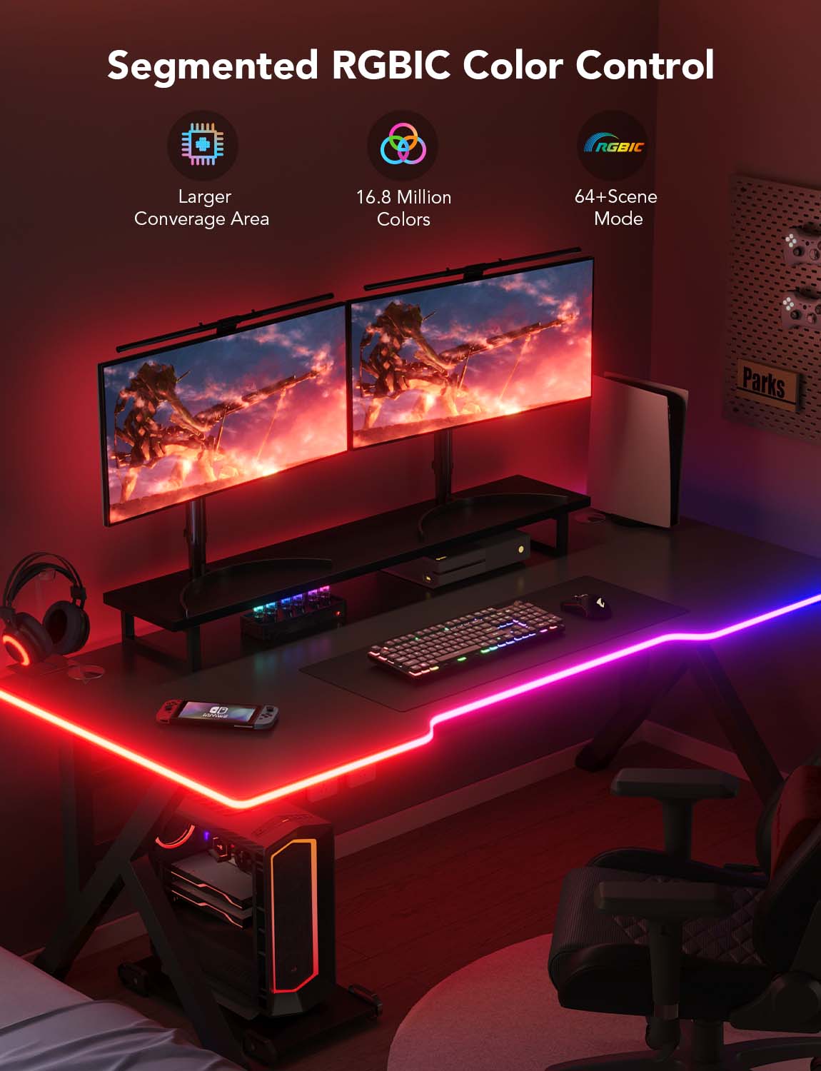 Неоновая световая веревка для столов Neon Rope Light for Desks GOVEE RGBIC LED / 3m / Multicolor / Wi-Fi / Bluetooth photo 8