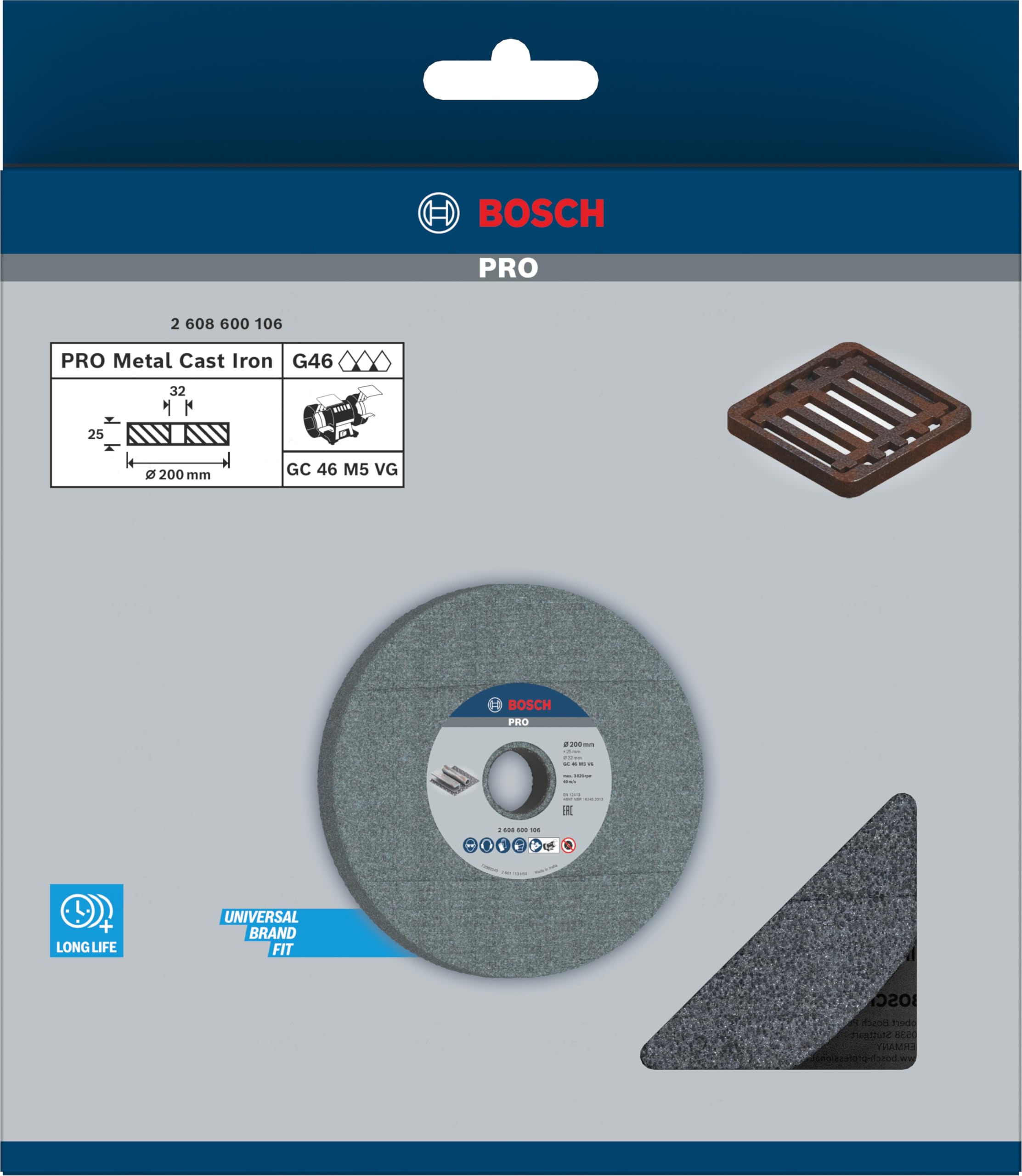 Piatra polizor Bosch 200x22x32,G46, 2608600106 photo 2