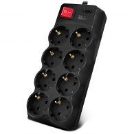 Surge Protector SVEN SF-08-16, 8 Sockets, 3.0m, Black thumbnav 1