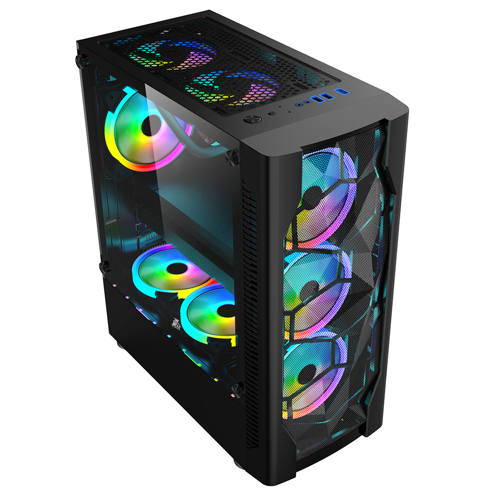 Carcasa 1STPLAYER D4 / w/oPSU / Side-Window / 4x120mm / ATX / Black photo 2
