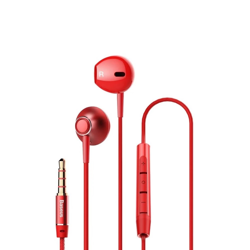 Baseus Earphones 3.5mm with Mic Lateral H06, Red photo 1
