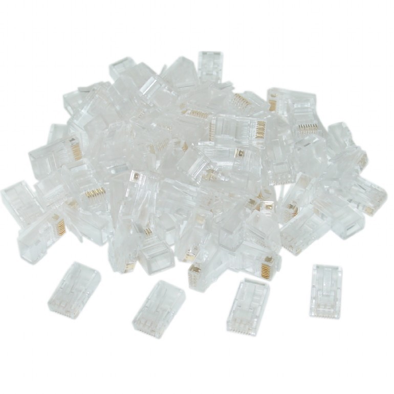 RJ45 Modular Plug LC-8P8C-002/100, Modular plug 8P8C for solid CAT6 LAN cable, 30u” gold plated, 100 pcs/bag photo 2