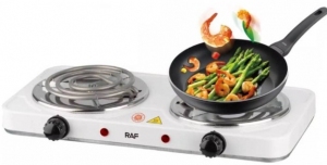 Plita de masa electrica Raf R8020B, 2 arzatoare, 2000 W, Alb thumbnav 3