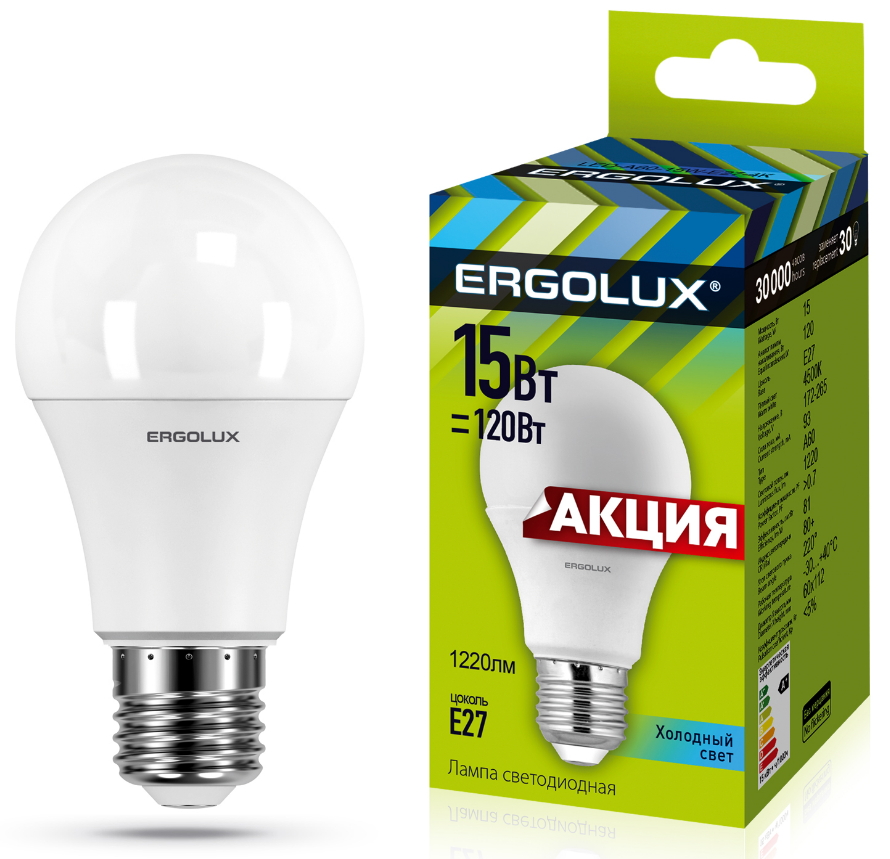 Bec LED Ergolux LED-A60-15W-E27-4K photo 1 Bec LED Ergolux LED-A60-15W-E27-4K photo 1