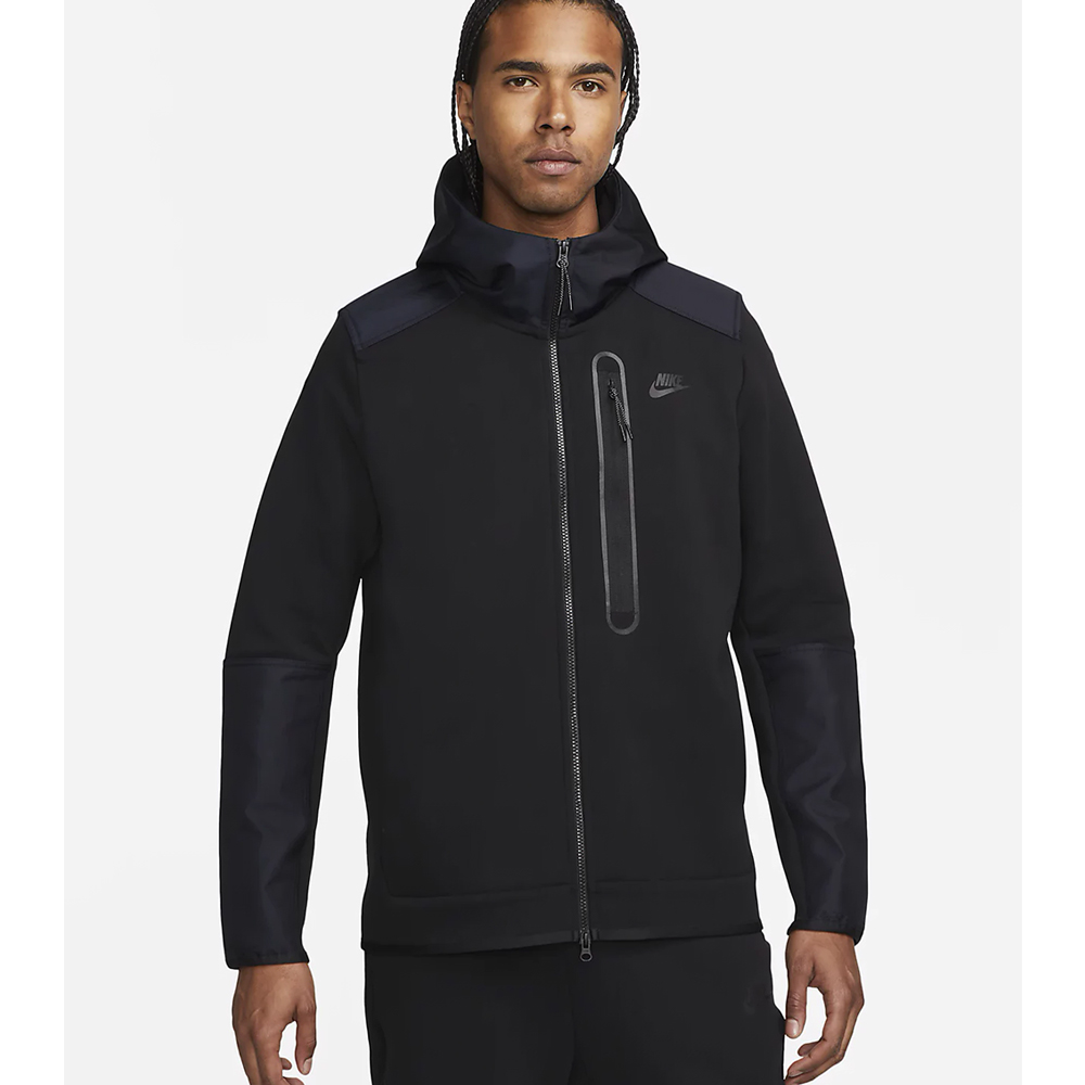 Hanorac pt bărbați Nike M NK TCH FLC OVERLAY FZ S Negru photo 2