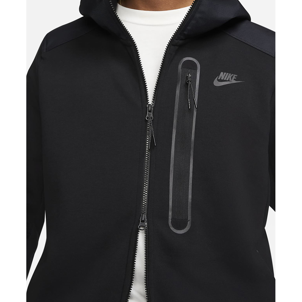 Hanorac pt bărbați Nike M NK TCH FLC OVERLAY FZ S Negru photo 5