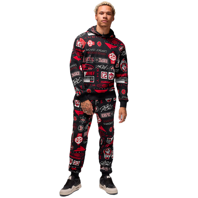 Hanorac pt bărbați Nike M J ESS AOP FLC PO XL Negru photo 5