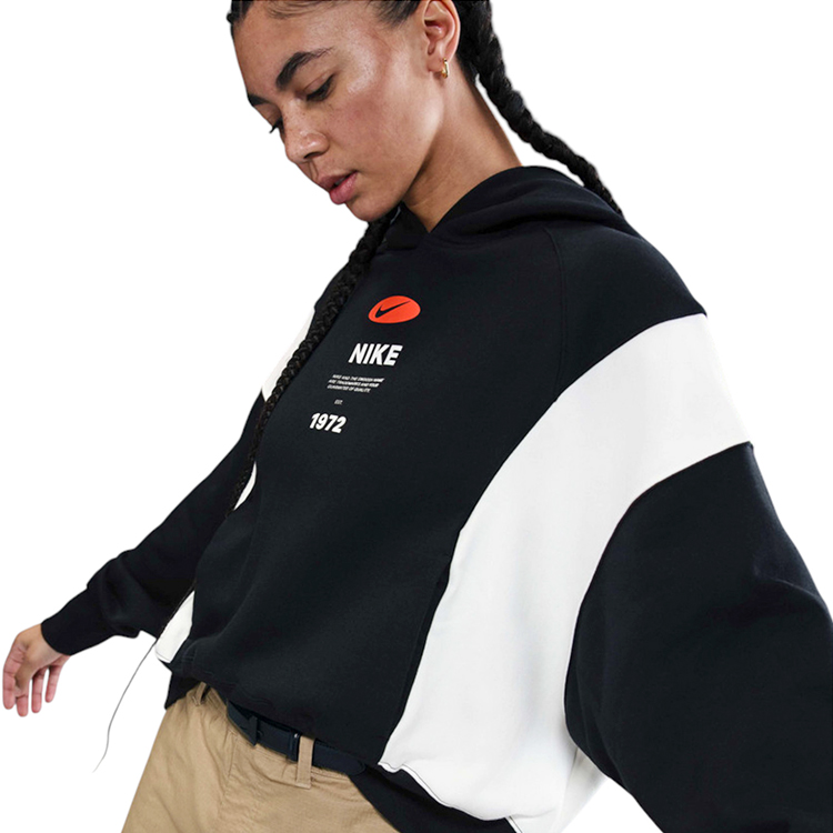 Jacheta Nike W NSW PHNX FLC REMIX OOS HDY M Negru Femei photo 4
