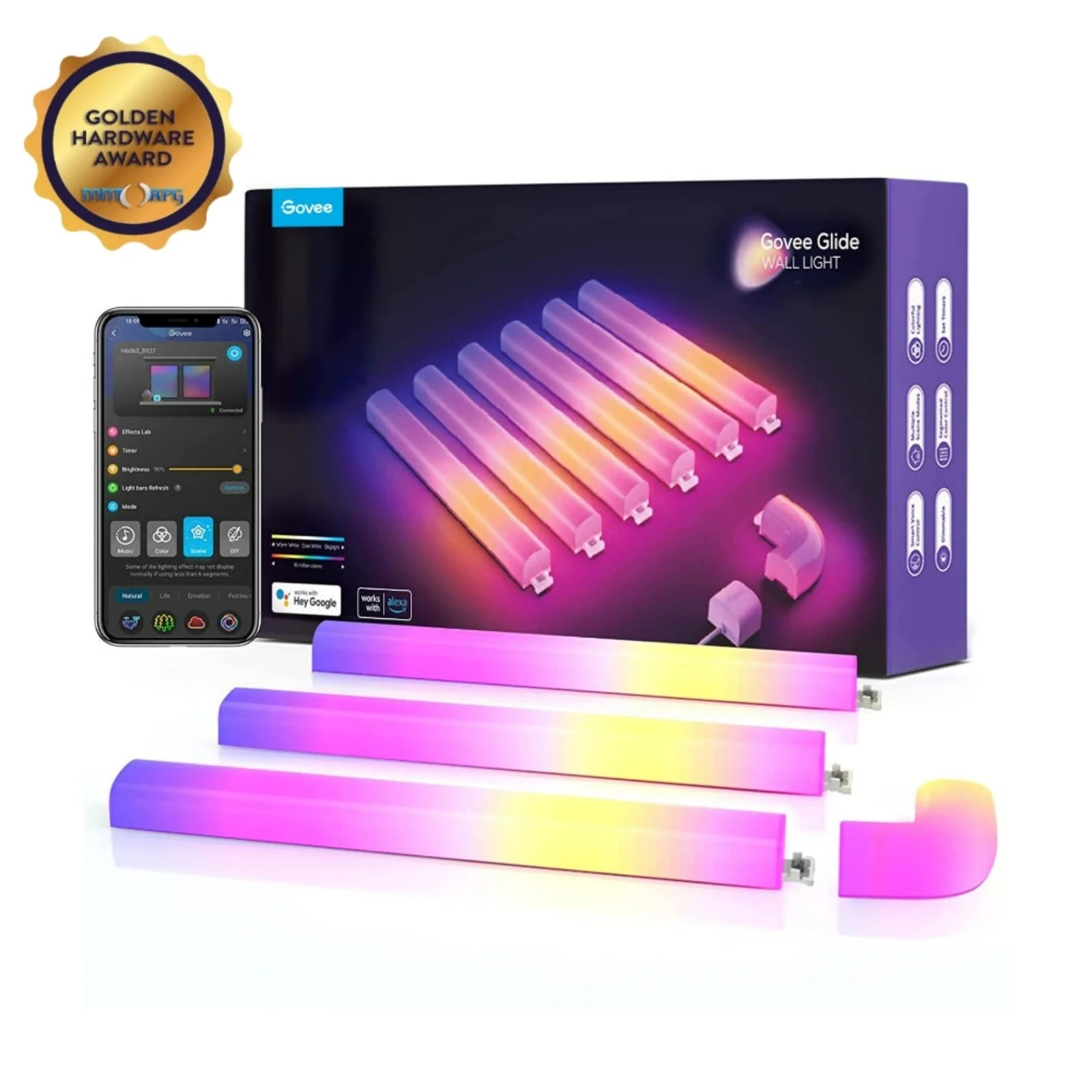 Lampa de perete (6+1) GOVEE Glide RGBIC / Wi-Fi + BT / Multicolor photo 1