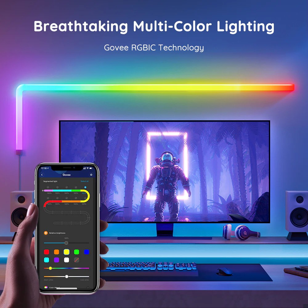 Lampa de perete (6+1) GOVEE Glide RGBIC / Wi-Fi + BT / Multicolor photo 9