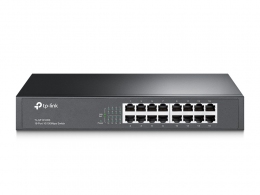 TP-LINK TL-SF1016DS 16-port Desktop Switch, 16 10/100M RJ45 ports, 1U 13-inch rack-mountable steel case thumbnav 1