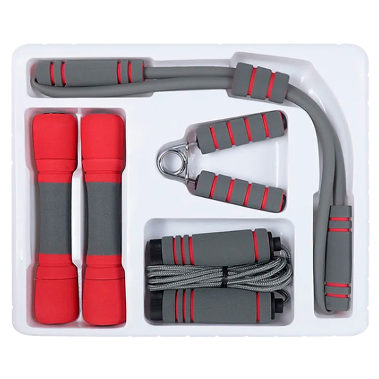Set fitness (expander p/mana+coarda de sarit+2 gantere+expander) Fitness NSP0312 Gri-rosu photo 2