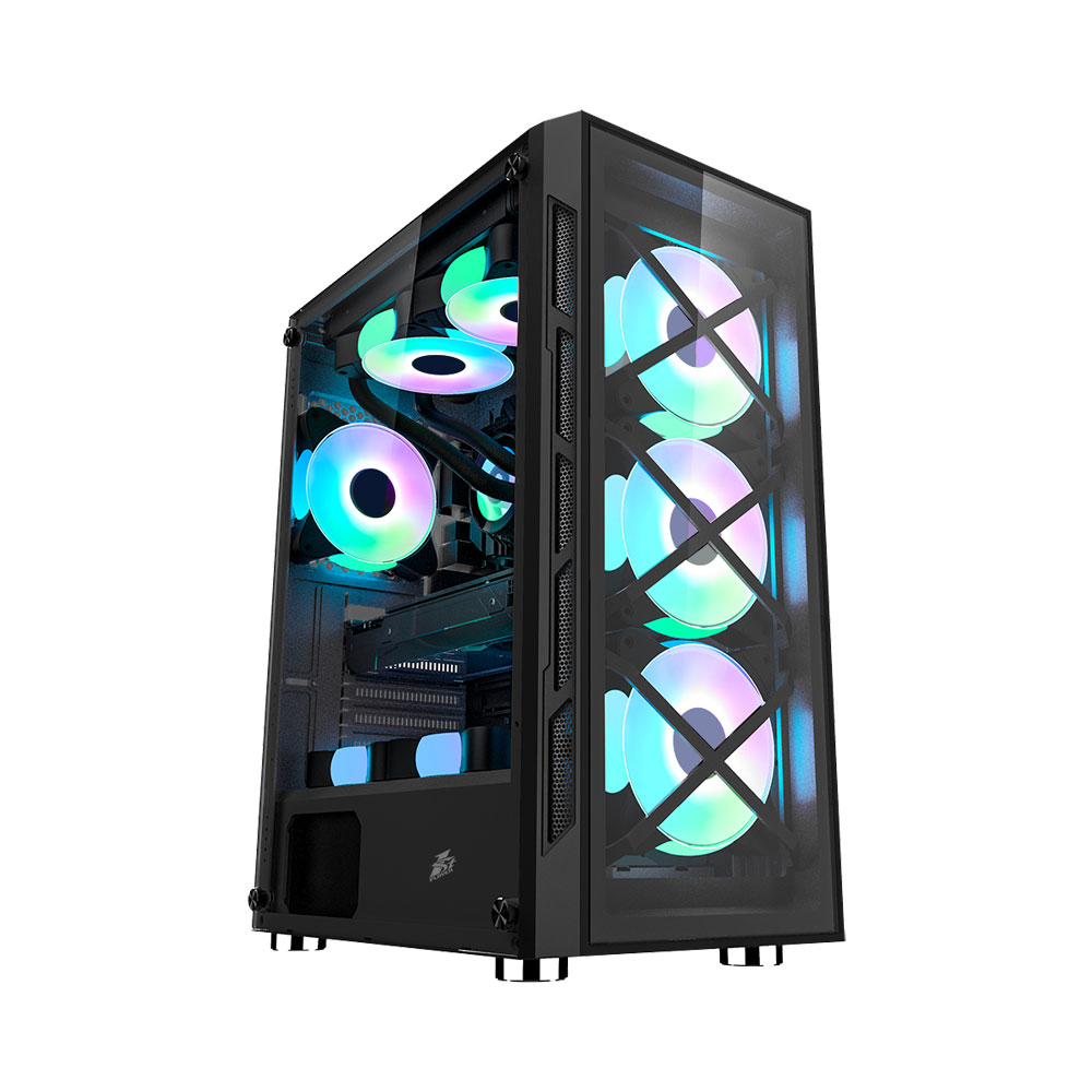 Carcasa 1STPLAYER XP-G / no PSU / Side-Window / 4x120mm / ATX / Black photo 1