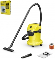 Aspirator de curatare umeda si cu sac Karcher WD3V17+Filtru, 1000 W, Galben thumbnav 1