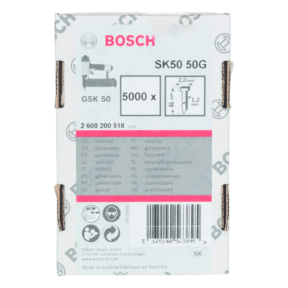 Набор штифтов с потайной головкой Bosch 5000- 1.2x50 mm, 2608200518 Сталь  photo 1