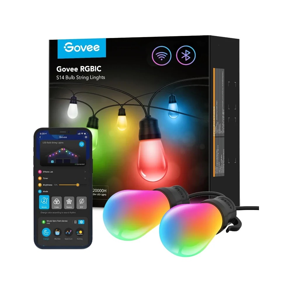 Banda LED de exterior GOVEE RGBIC Smart Outdoor String Lights 15m, 15 Light Bulbs photo 1 Banda LED de exterior GOVEE RGBIC Smart Outdoor String Lights 15m, 15 Light Bulbs photo 1