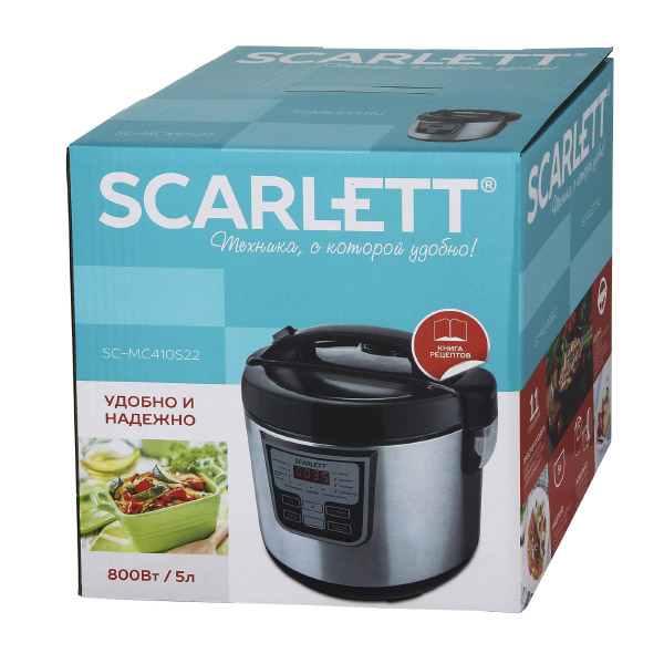 Мультиварка Scarlett SCMC410S22 /5 л и более / 860 / 11авто-программ / Серебристый с чёрным photo 5