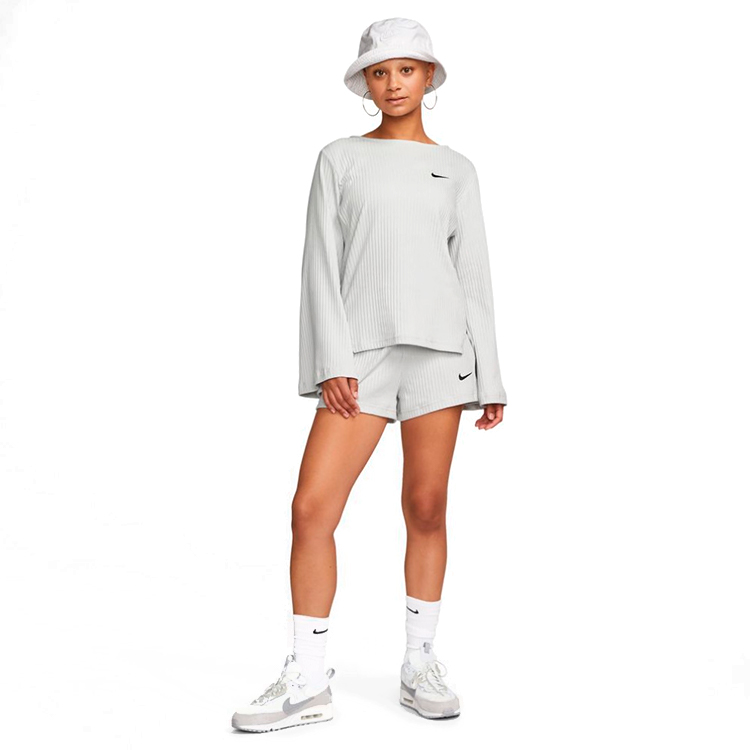 Sorti Nike W NSW RIB JRSY SHORT L Gri Femei photo 4