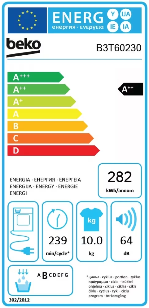 Сушильная машина Beko B3T60230 / 10 кг / A++ / Белый photo 6