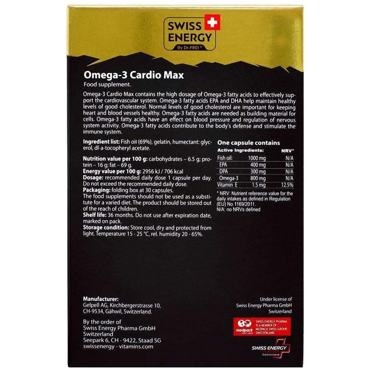 Vitamine Swiss Energy Swiss Energy Omega-3 CARDIO MAX blister 30 capsules photo 2