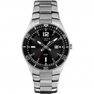 Mens Solar Silver-tone Case and Bracelet with Black Dial thumbnav 1