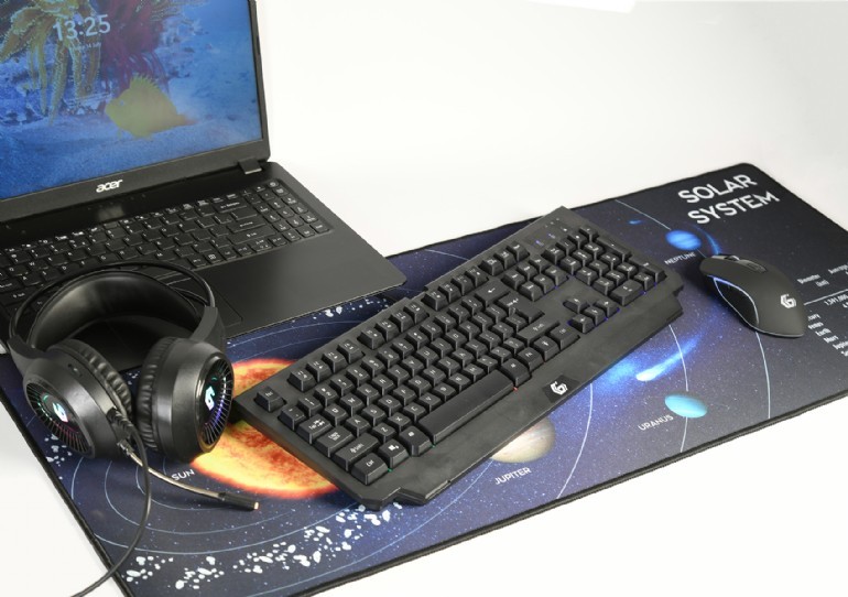 Gembird Mouse pad MP-SOLARSYSTEM-XL-01 COSMOS, Gaming, Extra wide pad surface size 350 x 900 mm, Material: natural rubber foam + fabric, Black photo 2
