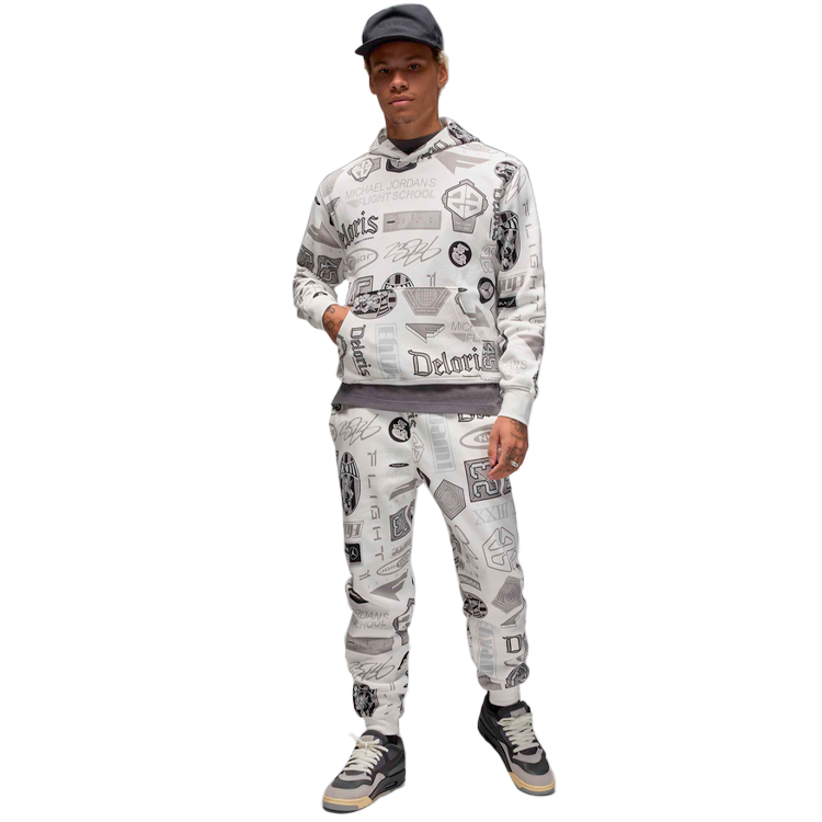 Hanorac pt bărbați Nike M J ESS AOP FLC PO XL Alb photo 5
