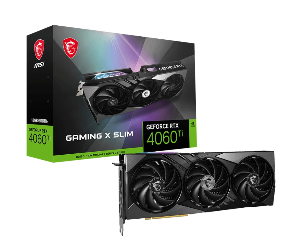 MSI GeForce RTX 4060 Ti GAMING X SLIM 16G  / 16GB GDDR6 128Bit 2670/18000Mhz, Ada Lovelace/ DLSS3, PCIeX16 4.0, 1xHDMI, 3xDP, TRI FROZR 3 Thermal Design: TORX Fan 5.0/Zero Frozr/Core Pipe/Cooper Baseplate/Fin+AirflowControl, Double Ball Bearing, Metal Bac photo 1