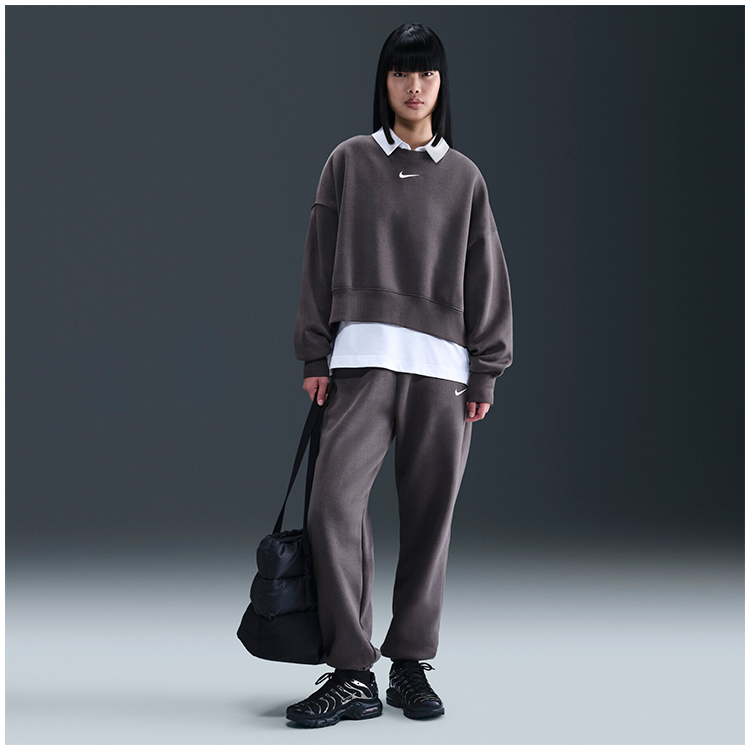 Jacheta Nike W NSW STYLE FLC CREW OOS XL Gri Femei photo 5