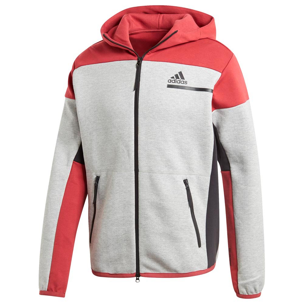 Hanorac pt bărbați Adidas ZNE FZ S Gri-rosu photo 1