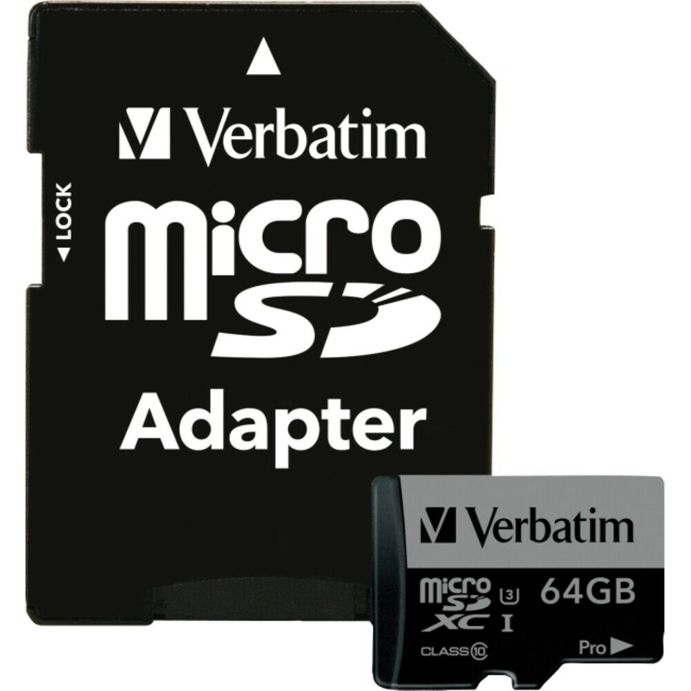 Card de memorie microSD Verbatim Pro U3 V30/ 90MBps/ 64GB + SD adapter photo 1