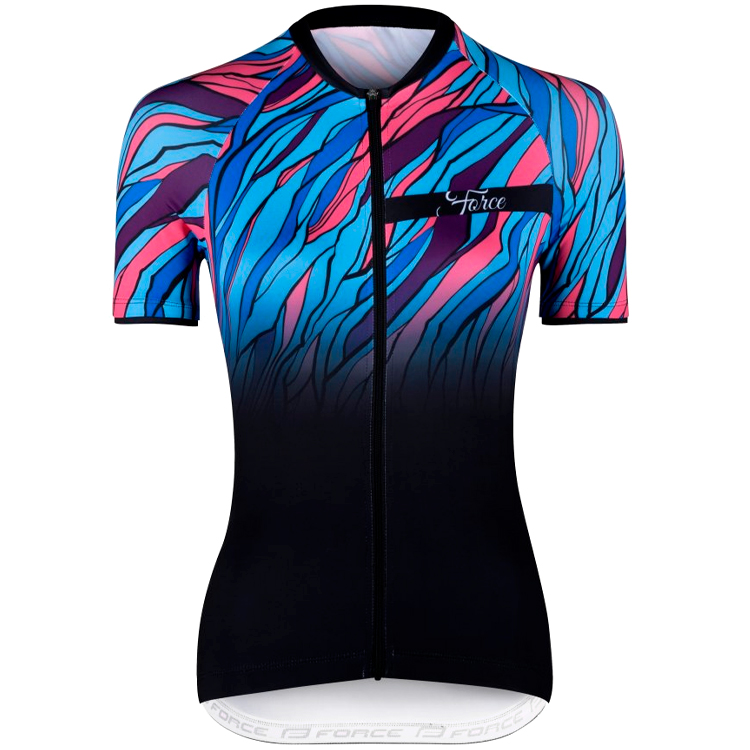 Tricou Force F LIFE short sl / Femei / M / Negru-albastru-roz photo 1