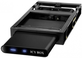 RaidSonic ICY BOX "IB-266StUSD-B" External enclosure for 2.5'' SATA HDD with docking station 3.5" bay, USB2.0 & eSATA, Aluminium/Plastic, 3.5'' docking station for stationary use, 1x Transport pouch, 1x Screwdriver, Dark thumbnav 1