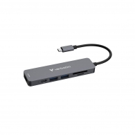 Adaptor Multiport USB-C Verbatim Essentials/ HDMI, USB-C PD, USB-A 3.2 Gen 1, USB-A, SD & microSD thumbnav 1