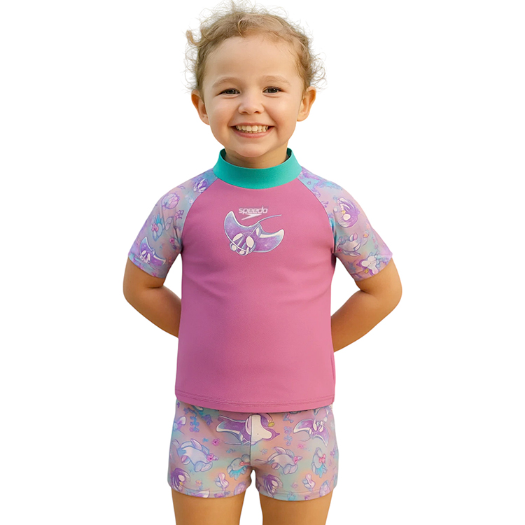 Costum de baie Speedo DIGI PT SS RASH TOP SET 2YRS Roz Femei photo 1
