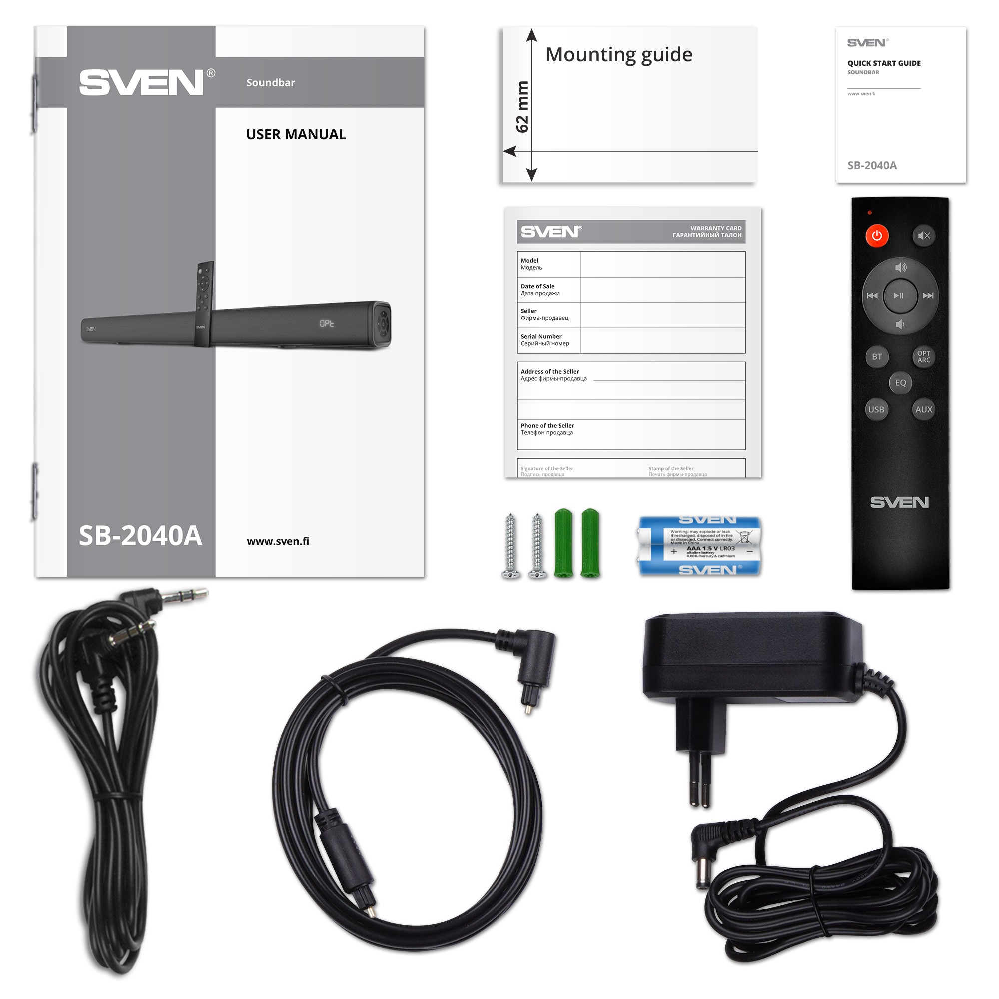 Саундбар SVEN SB-2040A Black  / 40W RMS / Bluetooth photo 8