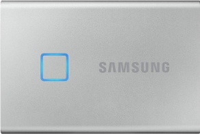 M.2 External SSD 2.0TB Samsung T7 Touch USB 3.2, Silver, USB-C, Fingerprint Security, Includes USB-C to A / USB-C to C cables, Sequential Read/Write: up to 1050/1000 MB/s, V-NAND (TLC), Windows/Mac/PS4/Xbox One compatible, Light, Portable, Durable thumbnav 1