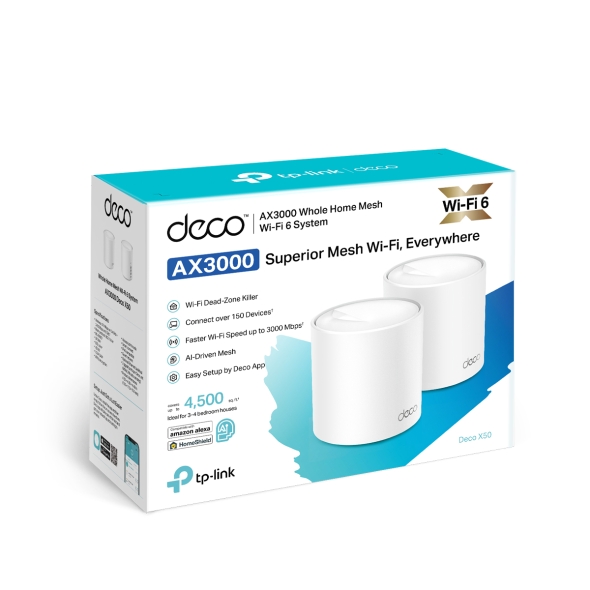 Mesh Wi-Fi 6 система TP-LINK Deco X50 (2-pack) / AX3000 Dual Band /  3 LAN/WAN Gigabit Port photo 3