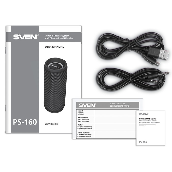 Boxa portabila SVEN PS-160, Black / 12W / Bluetooth / FM / USB / microSD / 1200mA*h photo 2