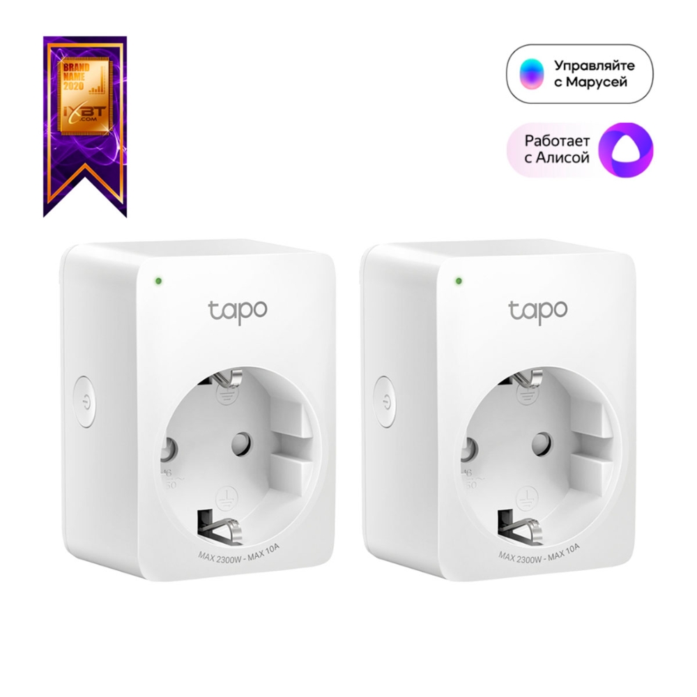 Socket  TP-LINK Tapo P100 (2Pack), Smart Mini Plug, Wifi, Remote Access, Scheduling, Away Mode, Voice Control (The Google Assistant, Amazon Alexa), 2 x Smart mini plug included photo 1